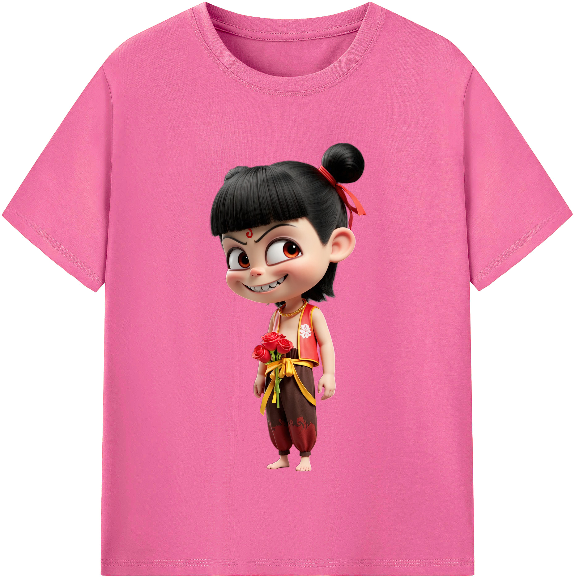 （画像用） Ne Zha 2 ナタ 魔童の大暴れ レディースカジュアルプリントTシャツ（綿100％）